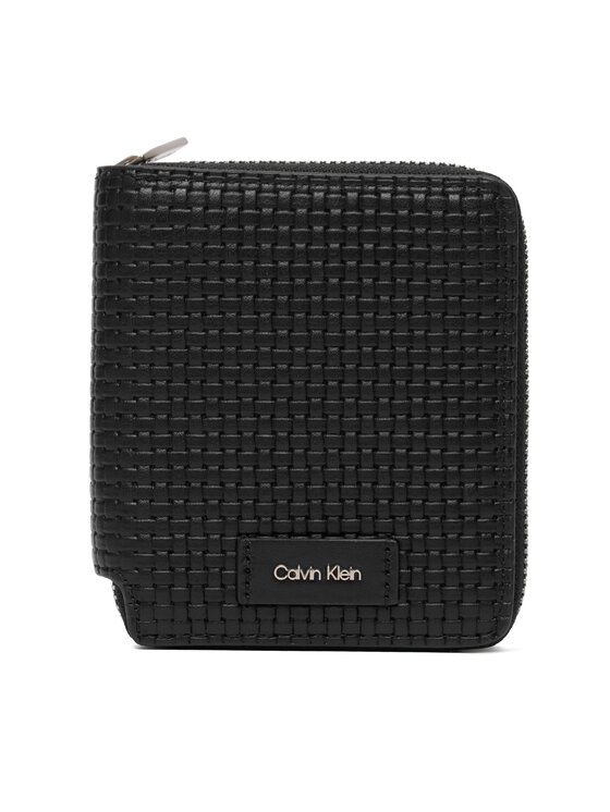 Calvin Klein Portfel Embossed Woven Zip Billfold LV04D1112G Czarny