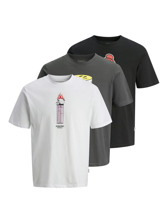 Jack&Jones Komplet 3 t-shirtów Holiday Skull 12294420 Kolorowy Regular Fit