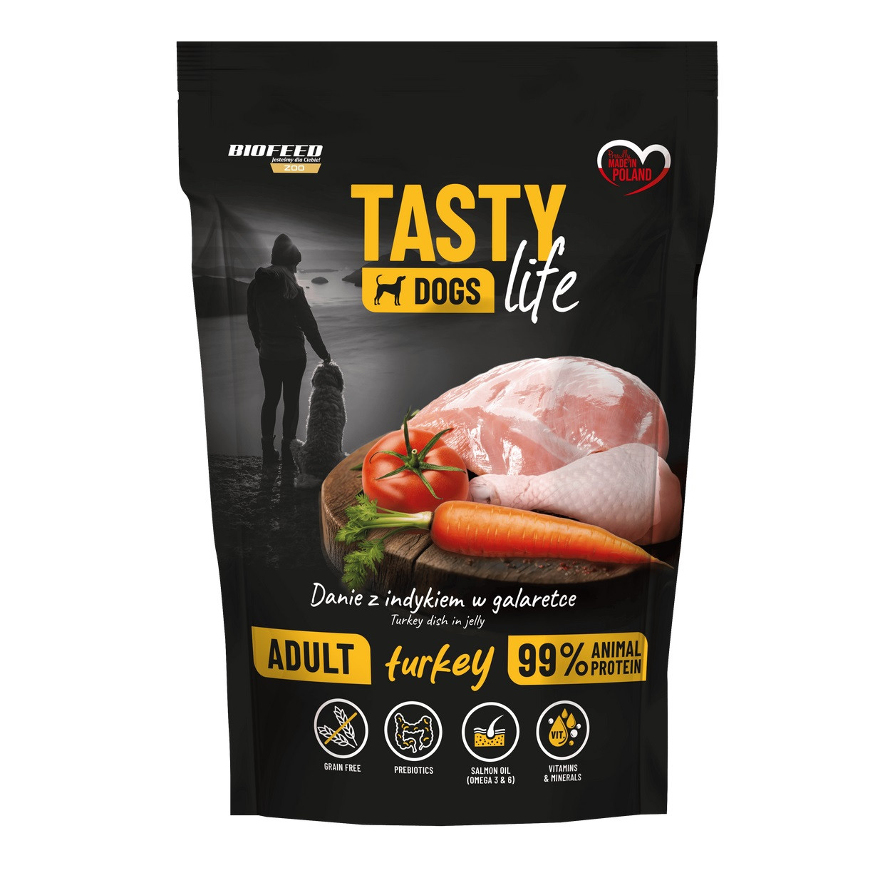 BIOFEED Tasty Dogs Life Indyk - mokra karma dla psa - 500g