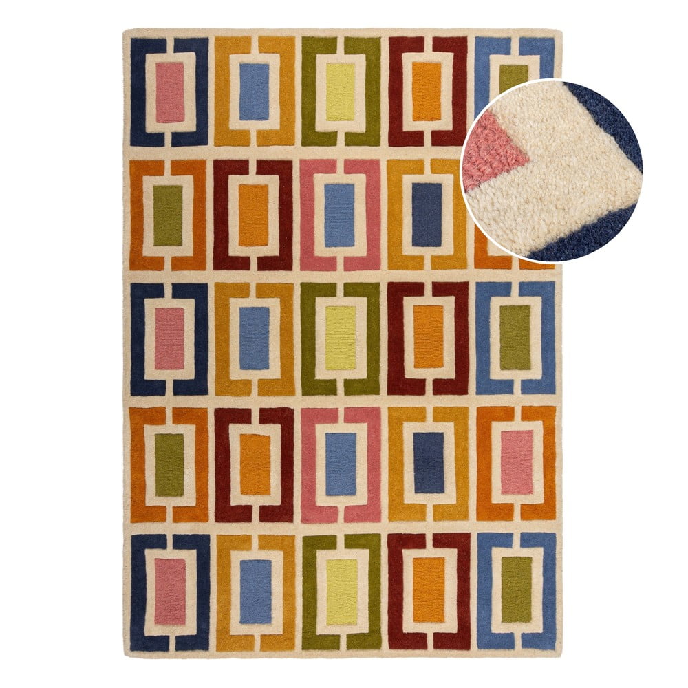 Wełniany dywan tkany ręcznie 120x170 cm Retro Blocks – Flair Rugs