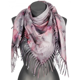 Chusta damska przejściowa jesienno zimowa na prezent z frędzlami RCC21-1 różowy