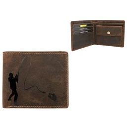 Portfel Męski WILD Skóra Naturalna Mały Poziomy Bez Zapięcia ,,I LOVE FISHING,, N8 10,5 x 9 x 2 [cm]