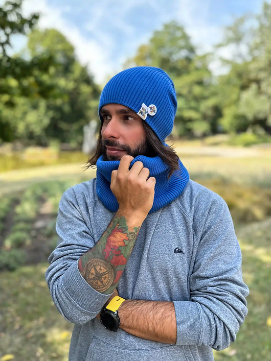 Męski bawełniany komin Niebieski Kobalt