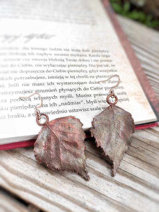 Listki brzozy VI kolczyki miedziane