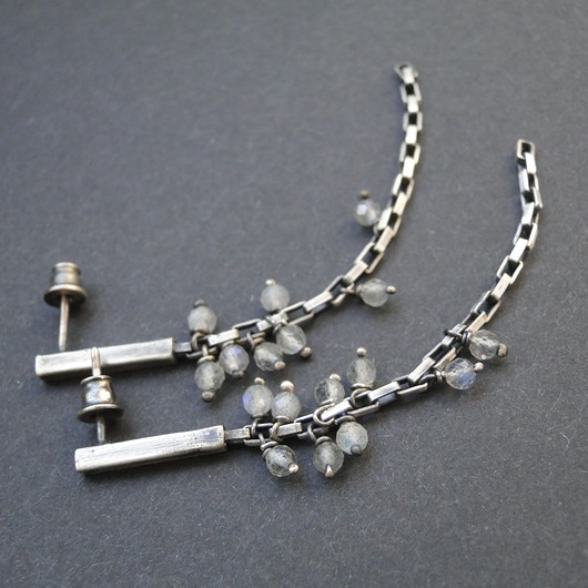 Kolczyki srebrne Labradoryt krople