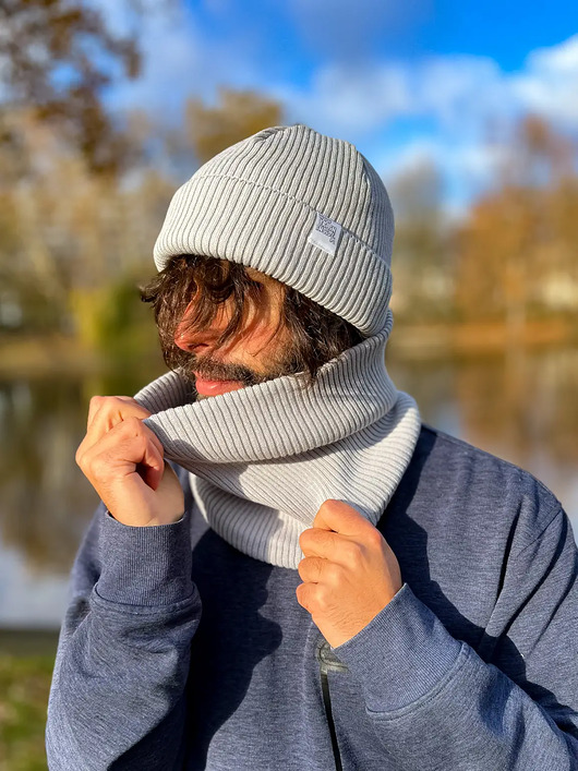 Męski bawełniana bandana zimowa Jasny szary