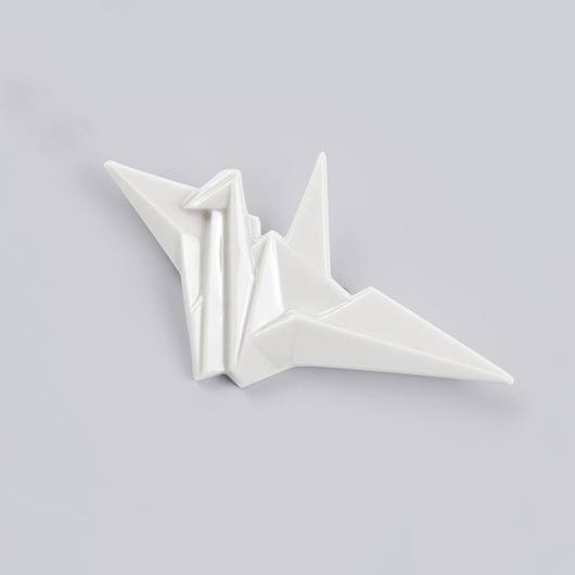 Broszka Porcelanowa Origami Żuraw Biała
