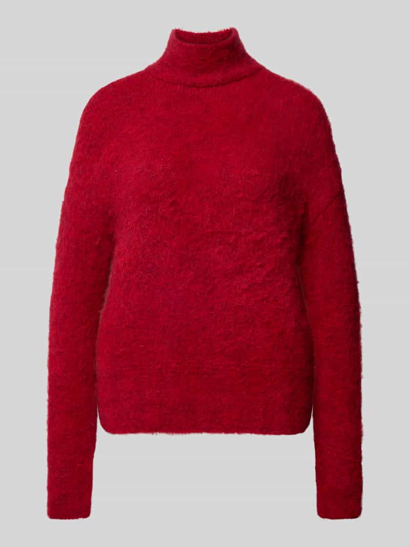 Sweter z dzianiny ze stójką i obniżonymi ramionami