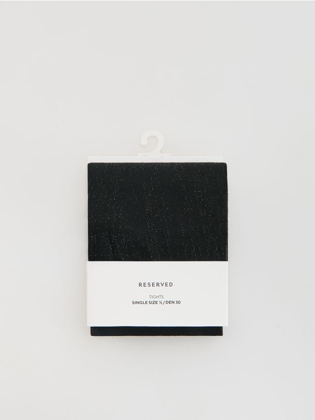 Reserved - Rajstopy z metalizowaną nitką 30 DEN - czarny