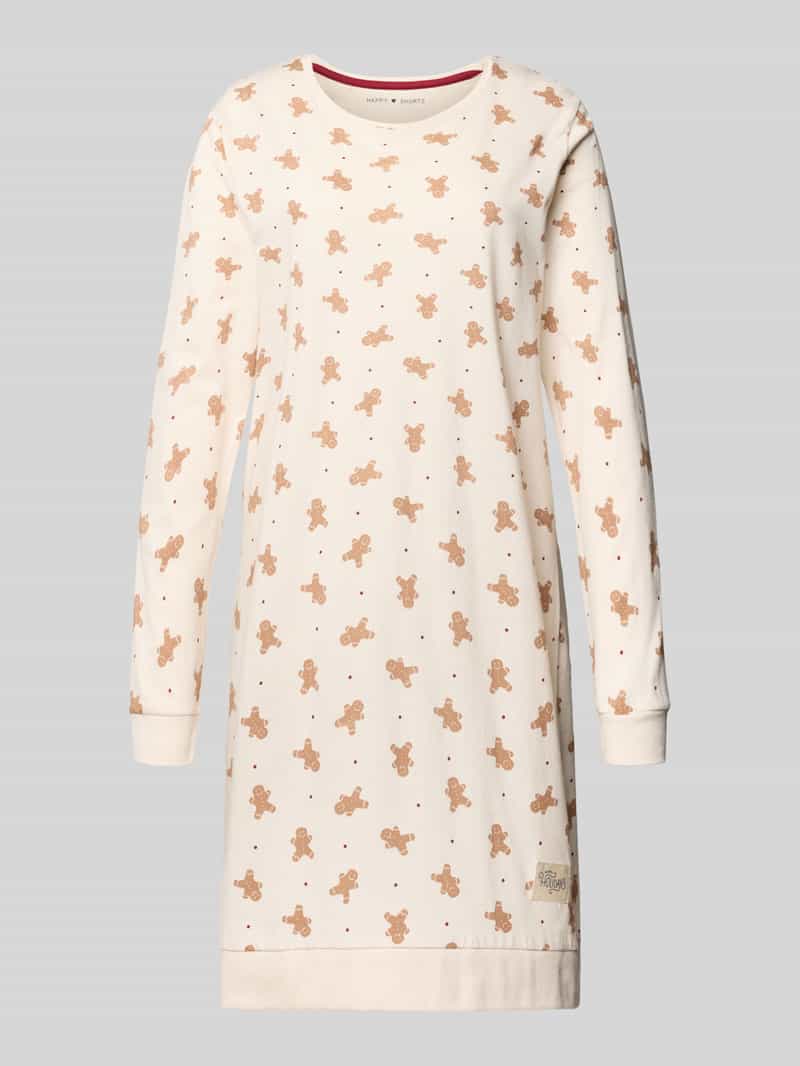 Koszula nocna o kroju relaxed fit z nadrukiem z motywem na całej powierzchni model ‘XMAS’