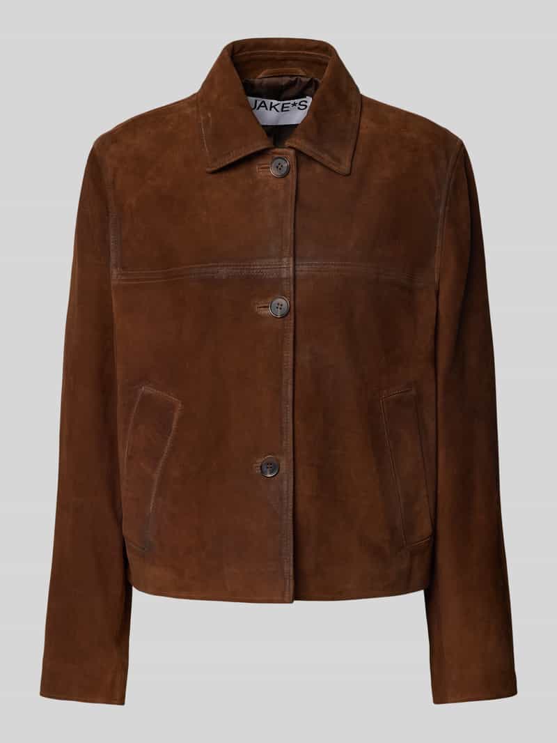 Kurtka skórzana z wpuszczanymi kieszeniami