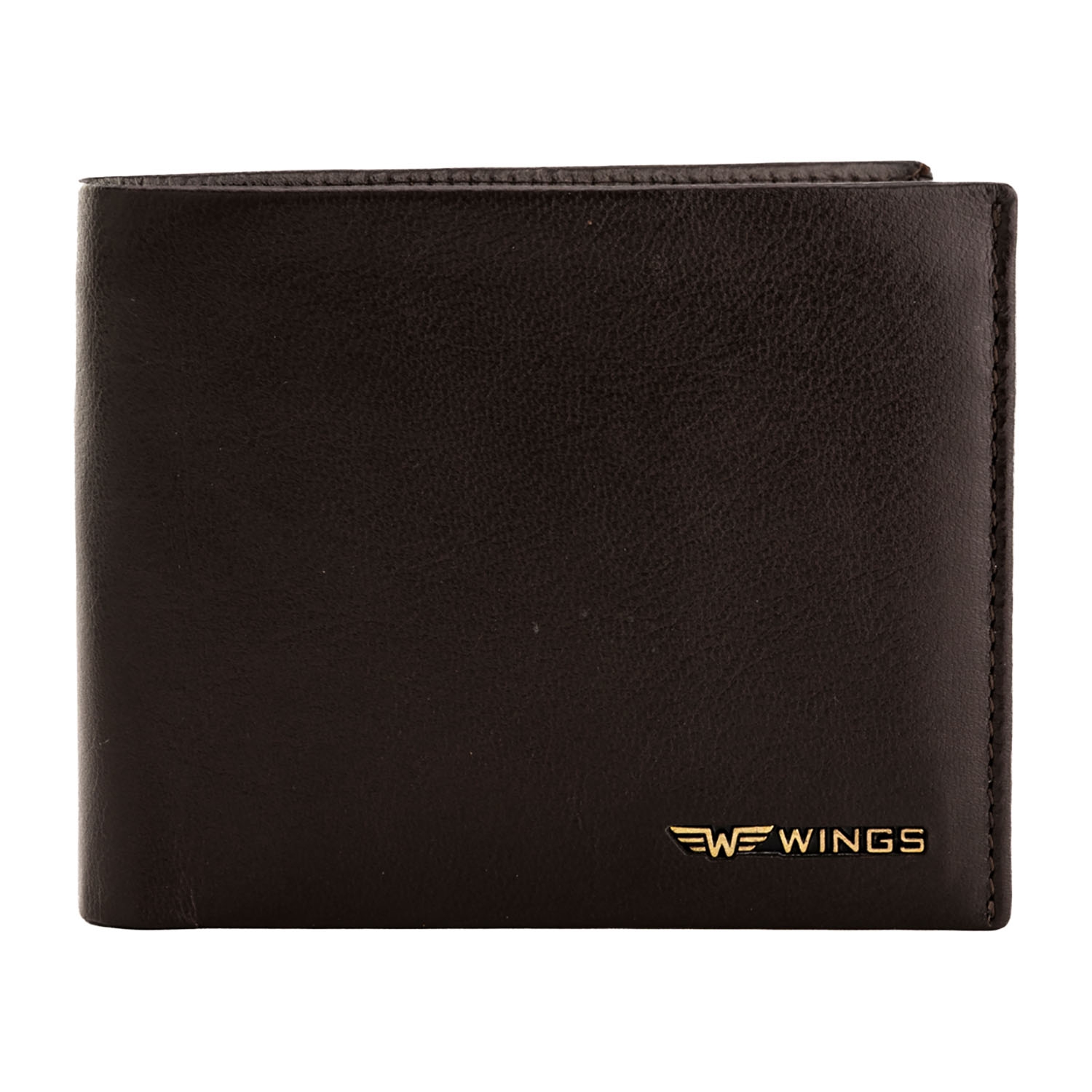 Portfel męski ze skóry bydlęcej Wings, 11 x 13 x 2 cm, RFID, z kieszenią na monety, brązowy