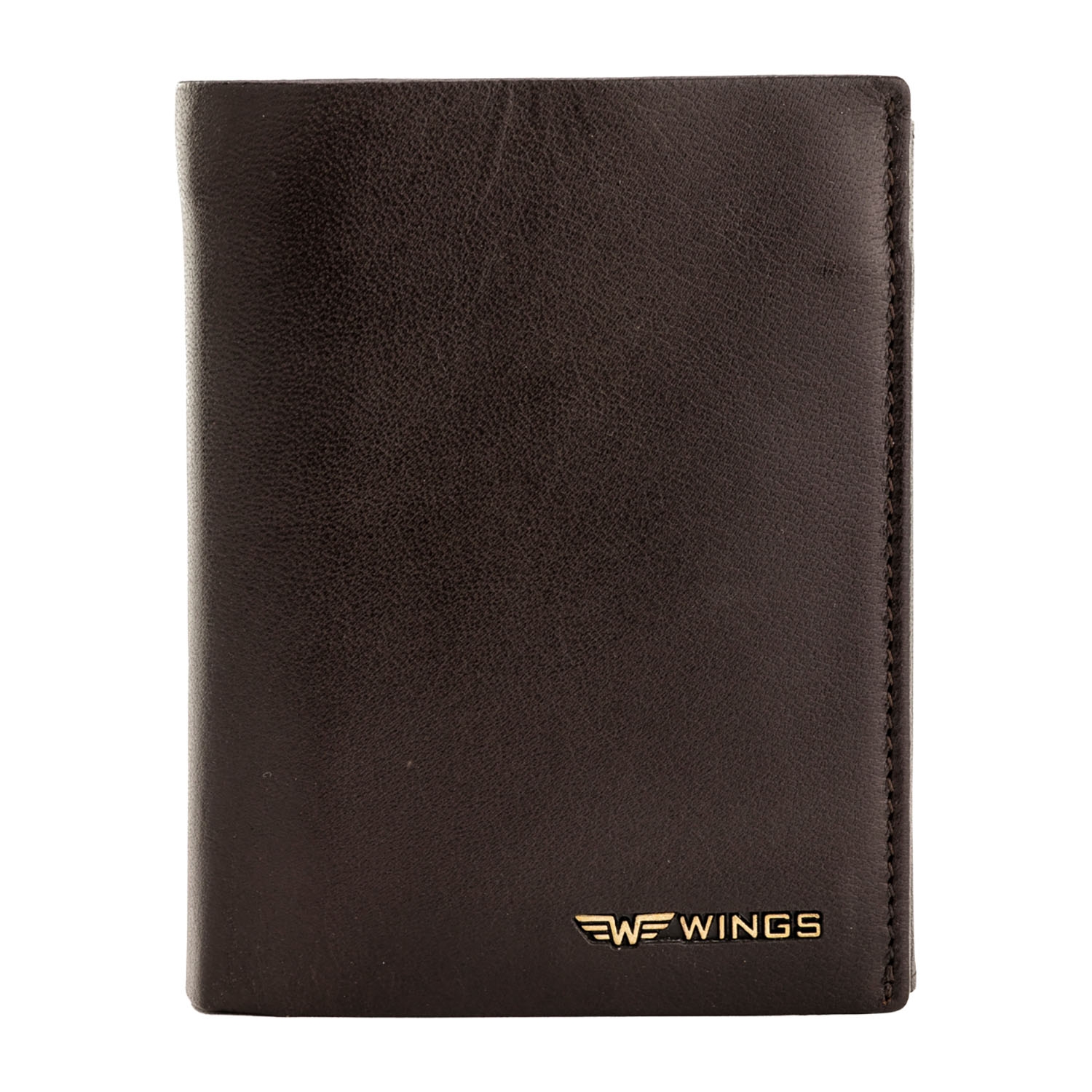 Portfel męski ze skóry bydlęcej Wings, 13 x 10 x 2 cm, RFID, brązowy