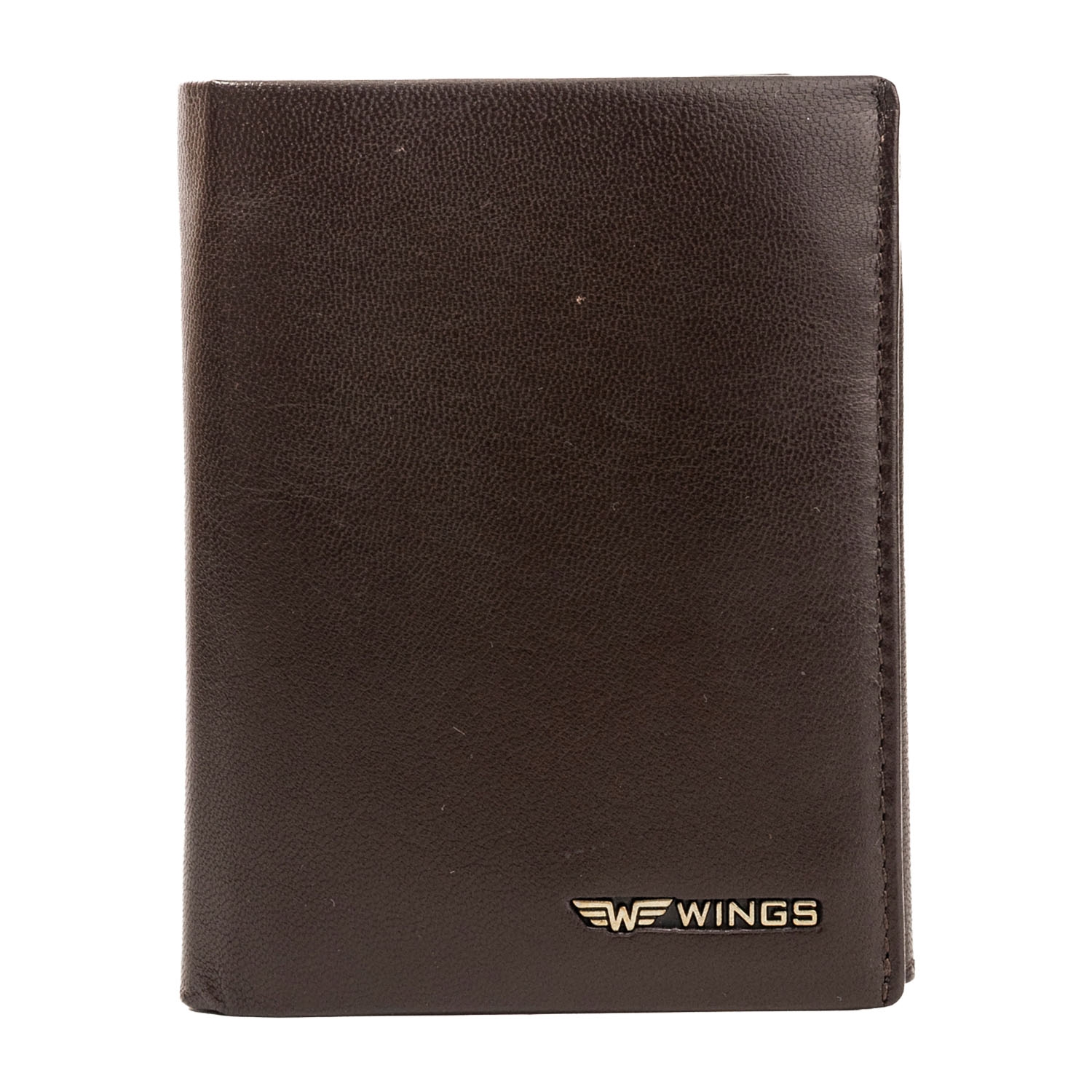Portfel męski ze skóry koziej Wings, 13 x 10 x 2 cm, RFID, brązowy