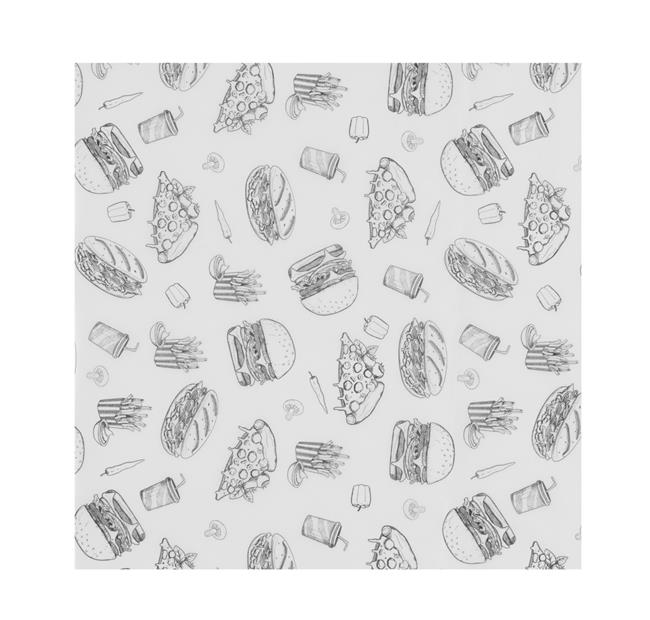Papier Pergaminowy HENDI 305x305mm – 500 szt., Wzór Fast Food 678282