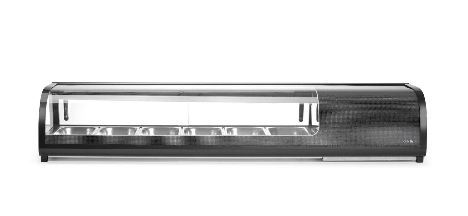 Witryna chłodnicza do sushi, Arktic 6x GN 1/3, czarny, 230V/190W, 1529x426x(H)296mm 274088