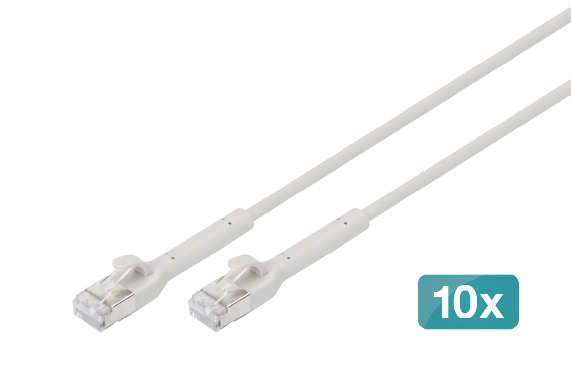 Digitus Kabel krosowy kątowy CAT 6A F-FTP, miedź, 3 m, szary, 10 szt. DK-1632-A-030B-10