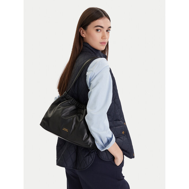 Torebka Tommy Hilfiger Soft Leather Shoulder Bag AW0AW18307 Czarny