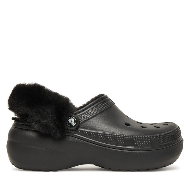 Klapki Crocs Classic Platform Fuzz Lined Clog 212854 Czarny