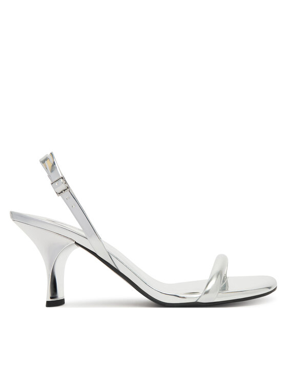 Calvin Klein Sandały Sculpt Kitt Heel Strappy Lth Met HW0HW02709 Srebrny