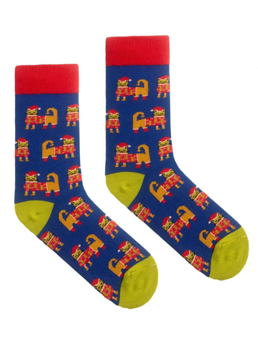 Skarpetki świąteczne kotki koty kolorowe skarpetki we wzory Kabak