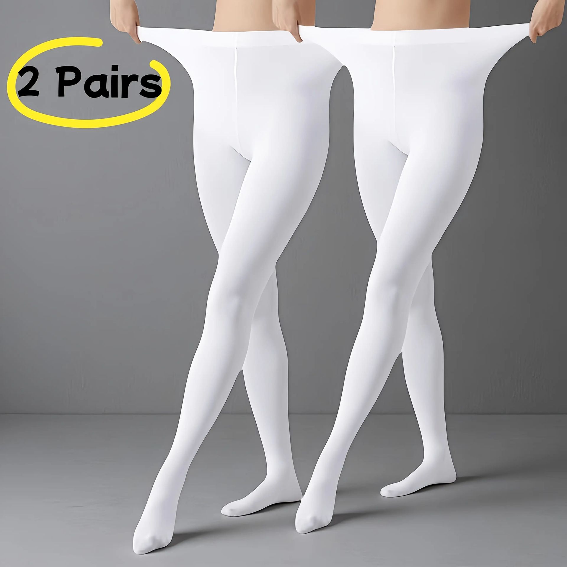 TEMU 2 Pary Damskich Klasycznych Czarno-Białych Matowych Legginsów - Miękkie, Wysokoelastyczne Rajstopy Modelujące, Nadają się do Prania w pralce,