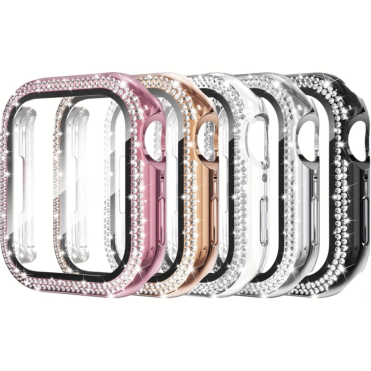 TEMU Zestaw 5 etui na for Apple Watch z szkłem hartowanym, podwójna warstwa twardego PC, kompatybilny z for Apple Watch 38/40/41/42/44/45/46/49mm
