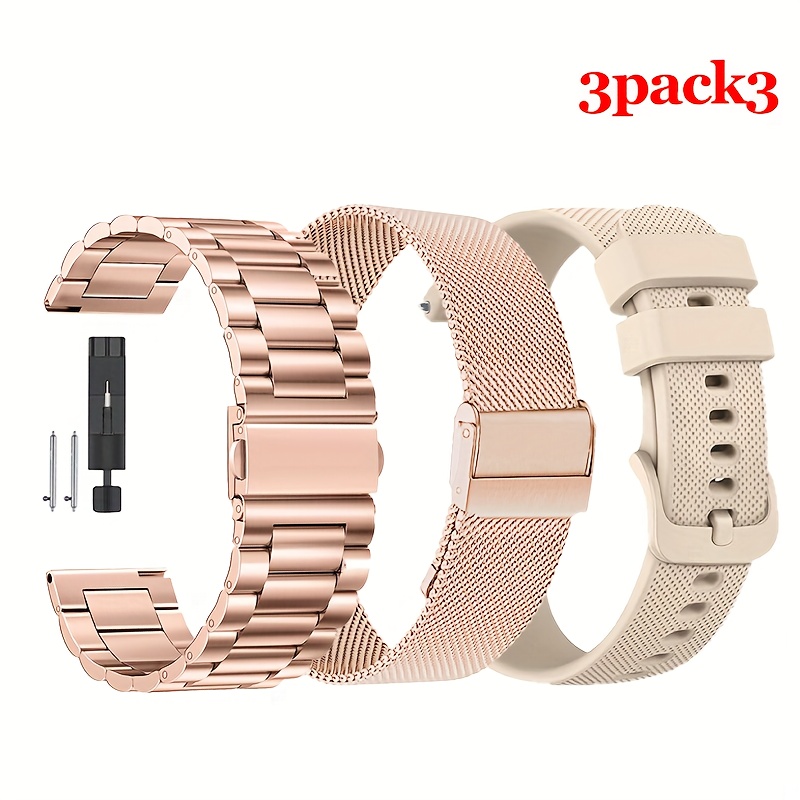 TEMU 18/20/22mm 3 szt. Stal nierdzewna metalowa bransoleta i pasek do zegarka Kompatybilne z for Samsung Galaxy Watch 4/5/6/7/FE 40/44mm/