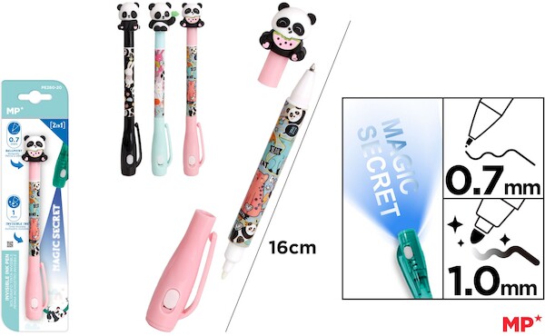 Długopis Szpiegowski UV z podwójną końcówką 0.7/1.0mm Panda 1szt.mix