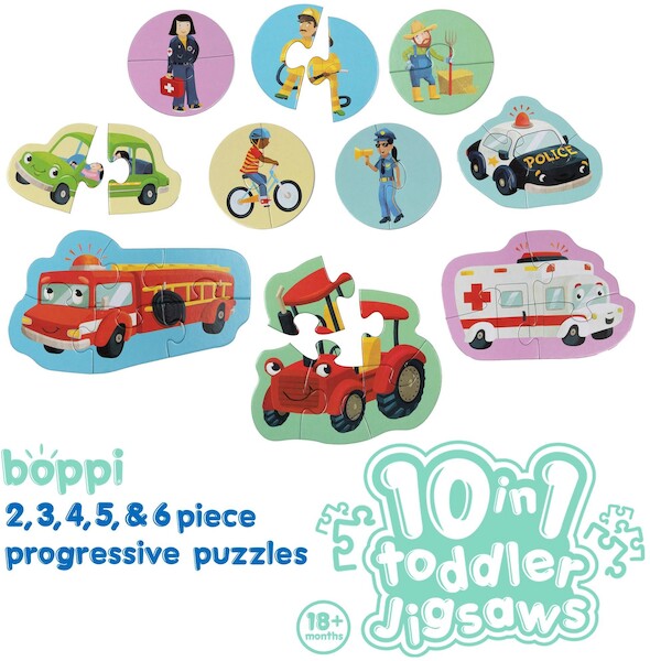 Puzzle progresywne Boppi 10w1 Pojazdy i zawody 30 elementów