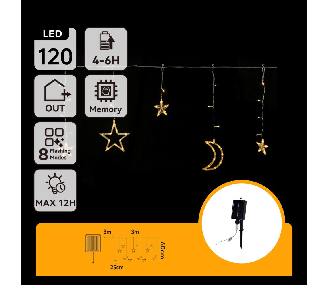 Aigostar - Solarny łańcuch świąteczny LED 120xLED/8 funkcji 3x0,6m 500 mAh IP65 ciepła biała