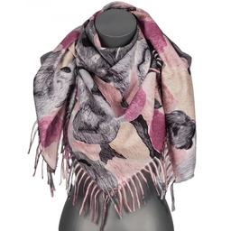 Chusta damska jesienno zimowa na prezent z frędzlami RCC19-3 czarna