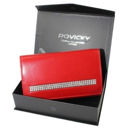 Portfel Damski Skórzany Rovicky (PL) Średni Klamra Z Klapką Wewnątrz Skóra Naturalna CPR 007 CZERWONY 15,5 x 9,5 x 3 [cm]