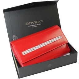 Portfel Damski Skórzany Rovicky (PL) Średni Klamra Z Klapką Wewnątrz Skóra Naturalna CPR 047 CZERWONY 18,5 x 11 x 3,5 [cm]