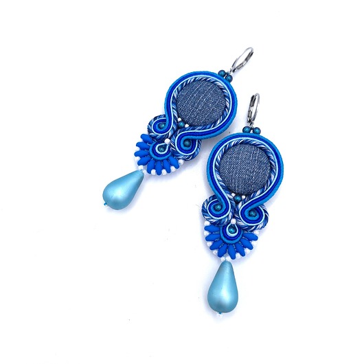 Kolczyki sutasz niebieske dżinsowe Ring codziennie z łezką