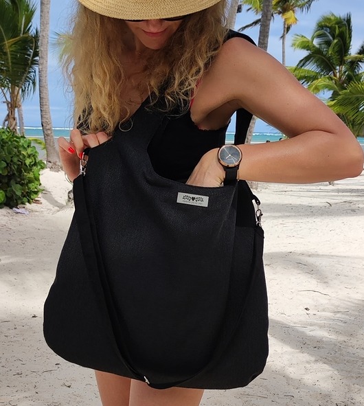 Duża torba worek boho czarna XXL na ramię