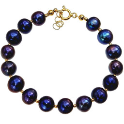 Naturalne Perły Pawie Piękna Bransoletka Złote Srebro