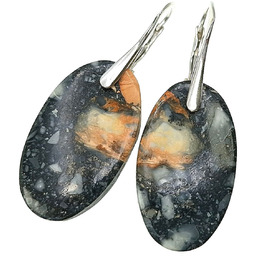 Naturalny Jaspis Maligano Kolczyki Srebro Unikat