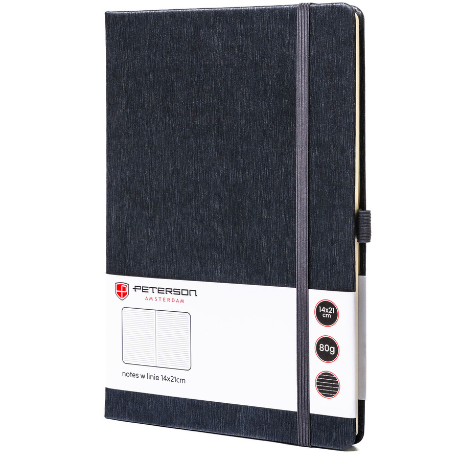 Notes w formacie A5 w szarym kolorze zadrukowany w linie - Peterson