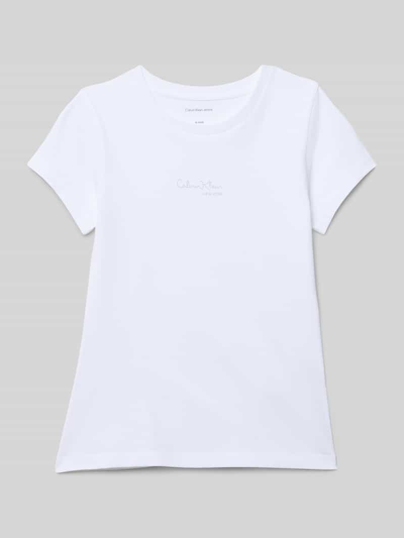 T-shirt o kroju regular fit z nadrukiem z logo model ‘Signature’