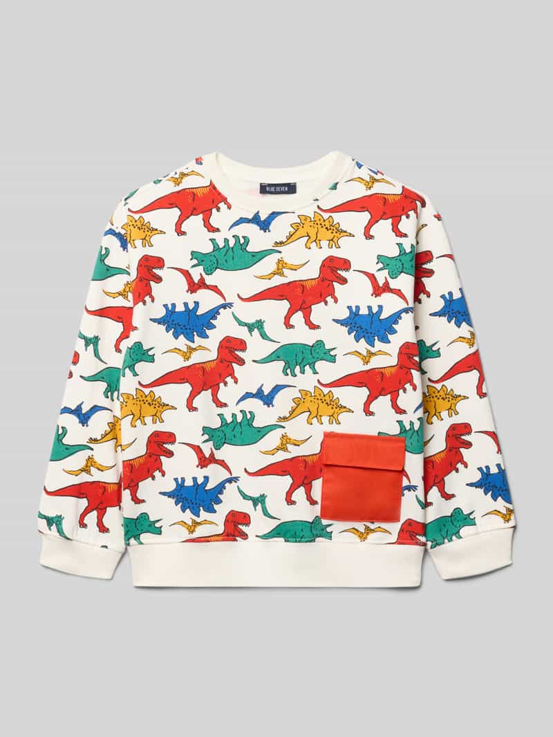 Sweter o kroju regular fit z nadrukiem z motywem na całej powierzchni