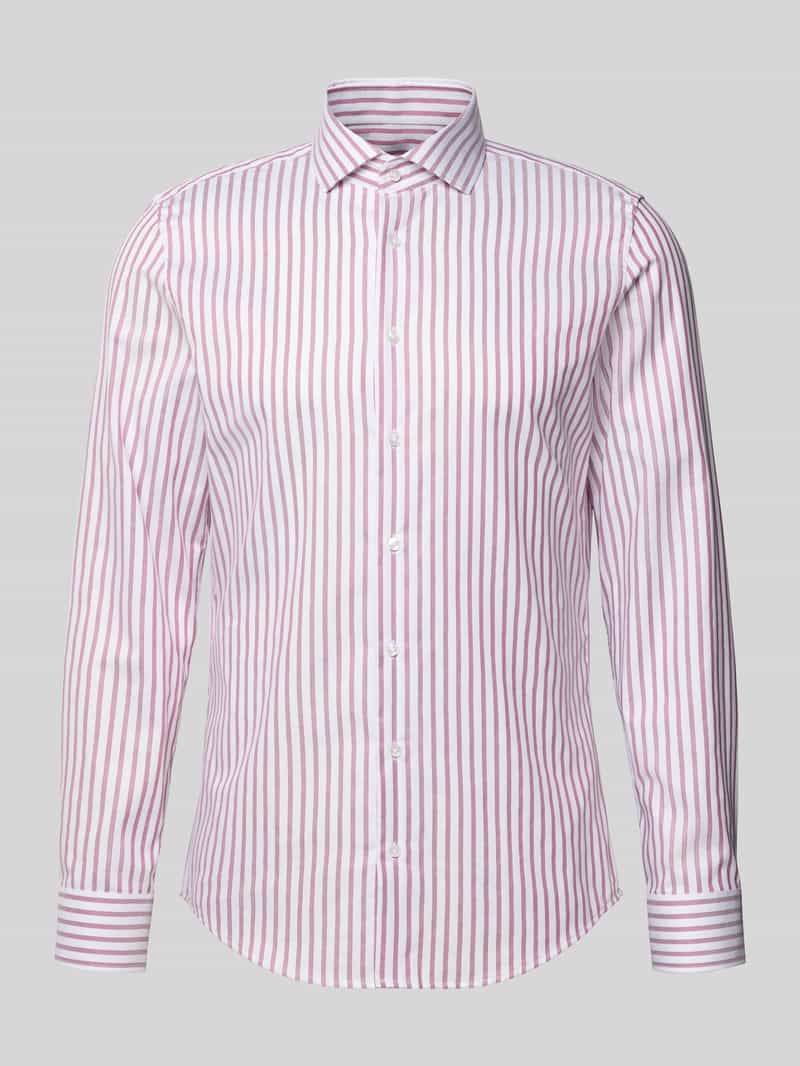 Koszula biznesowa o kroju slim fit z bawełny z kołnierzykiem typu kent