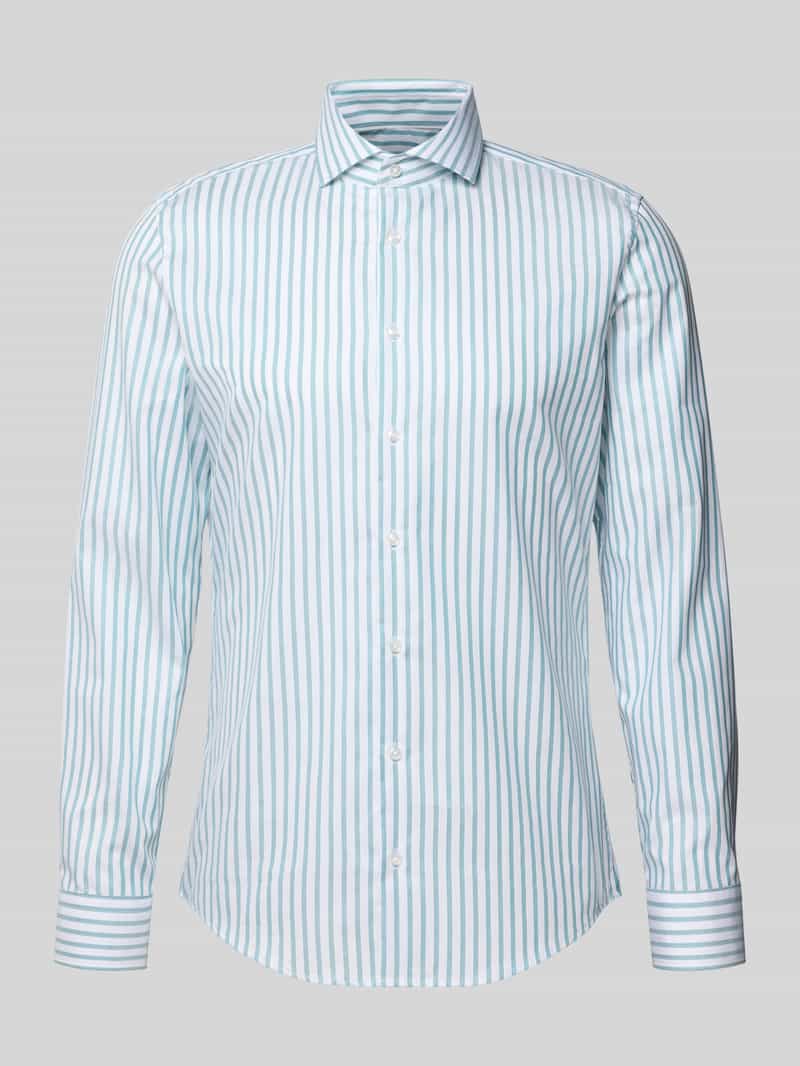 Koszula biznesowa o kroju slim fit z bawełny z kołnierzykiem typu kent