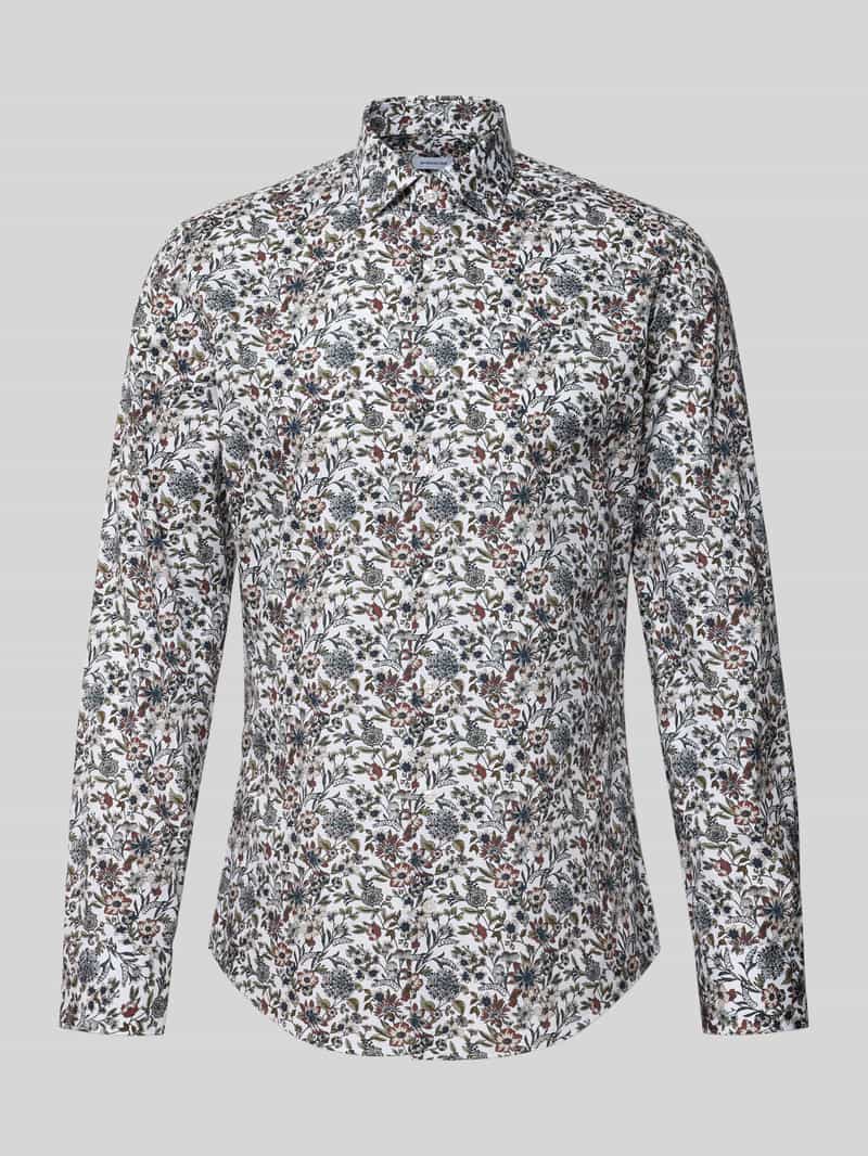 Koszula biznesowa o kroju slim fit z bawełny z kołnierzykiem typu kent