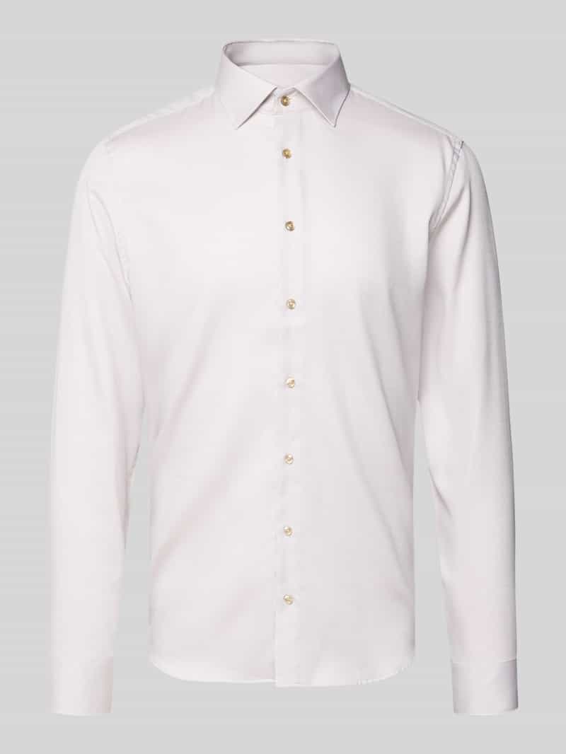 Koszula biznesowa o kroju slim fit z bawełny z kołnierzykiem typu kent