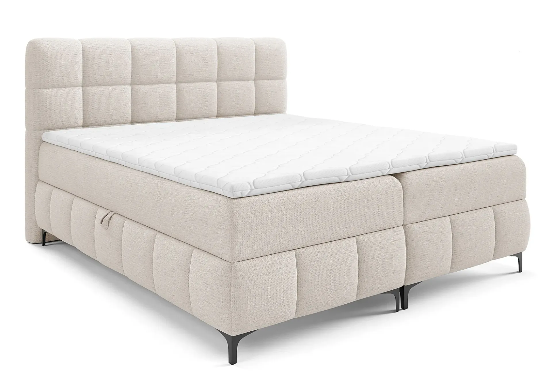 Kremowe pikowane łóżko kontynentalne 5 rozmiarów L4-Z33