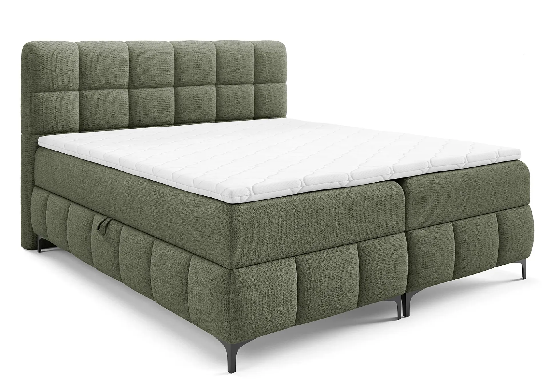 Zielone pikowane łóżko z pojemnikiem 5 rozmiarów D0-S32