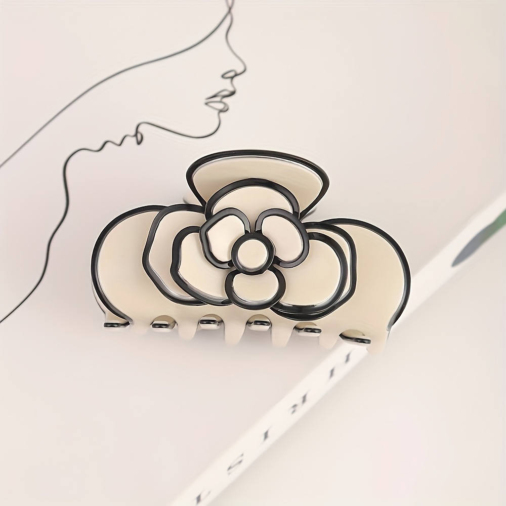 TEMU 1 Szt. Elegancki Czarno-biały Wąsaczowy Klips Do Włosów, Akrylowy Akcesorium Do Włosów W Kształcie Motyla, 8,5 Cala, Modny Dekor Do Włosów Dla