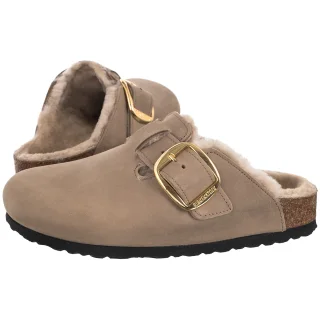 Klapki Boston Big Buckle Shearling Tabacco Brown 1030444 (BK343-a) Birkenstock