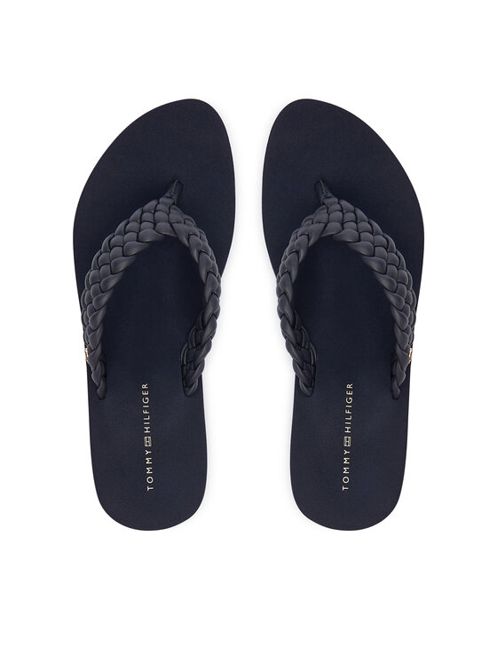 Tommy Hilfiger Japonki Th Wedge Cornrow Beach Sandal FW0FW09037 Granatowy